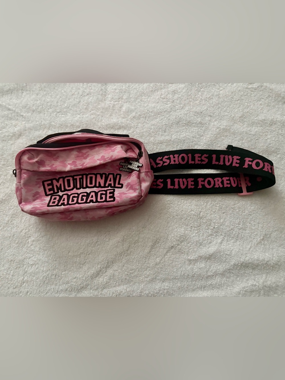 Assholes Live Forever Emotional Baggage Pink Crossbody Waist Bag / Fanny pack